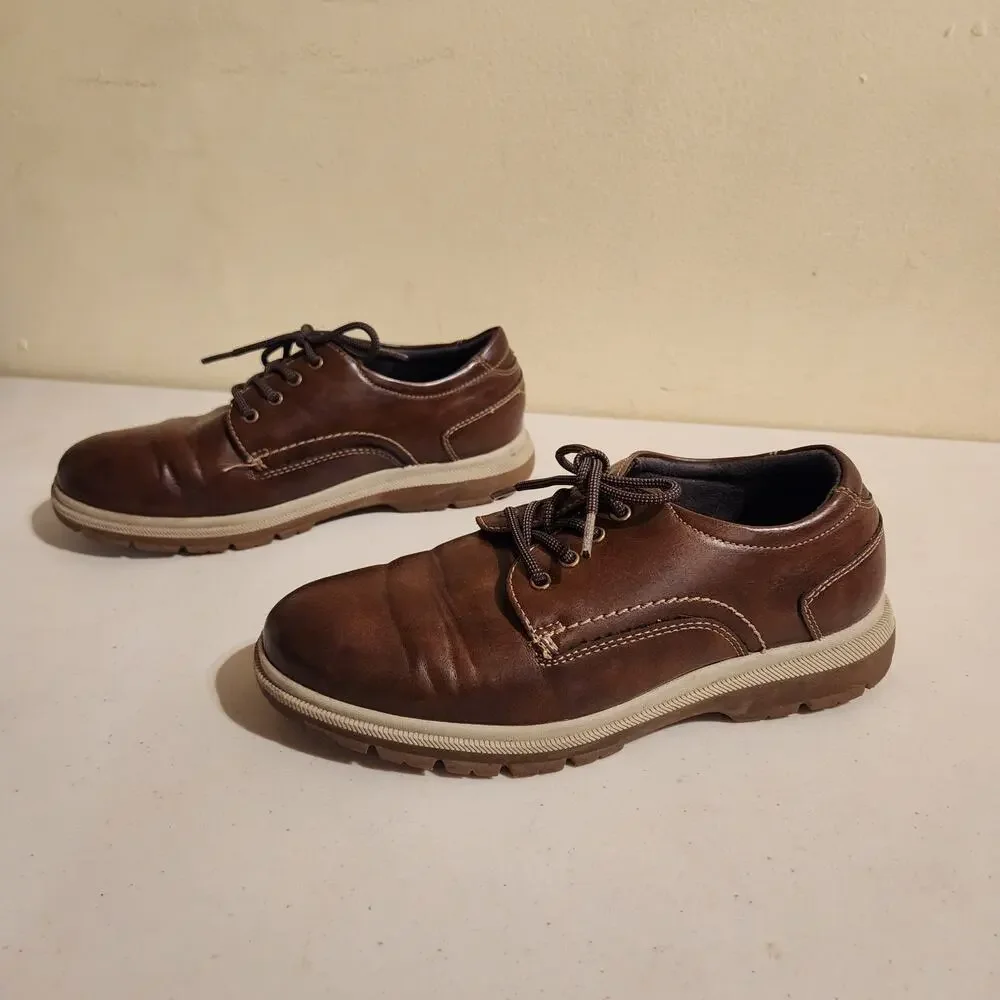 Florsheim Boys 3M Lookout Jr. Plain Toe Oxford Shoes Cognac Brown Preppy Dress